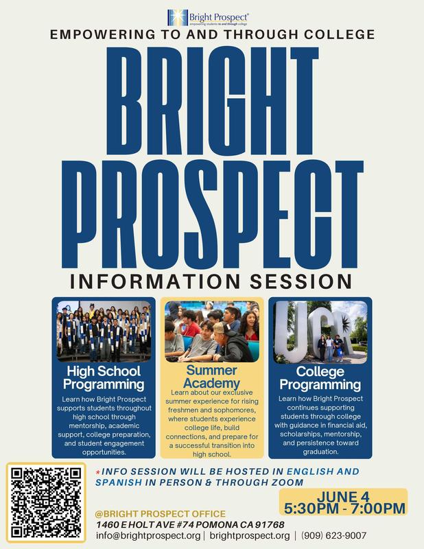 Bright Prospect Information Session  - English text flyer