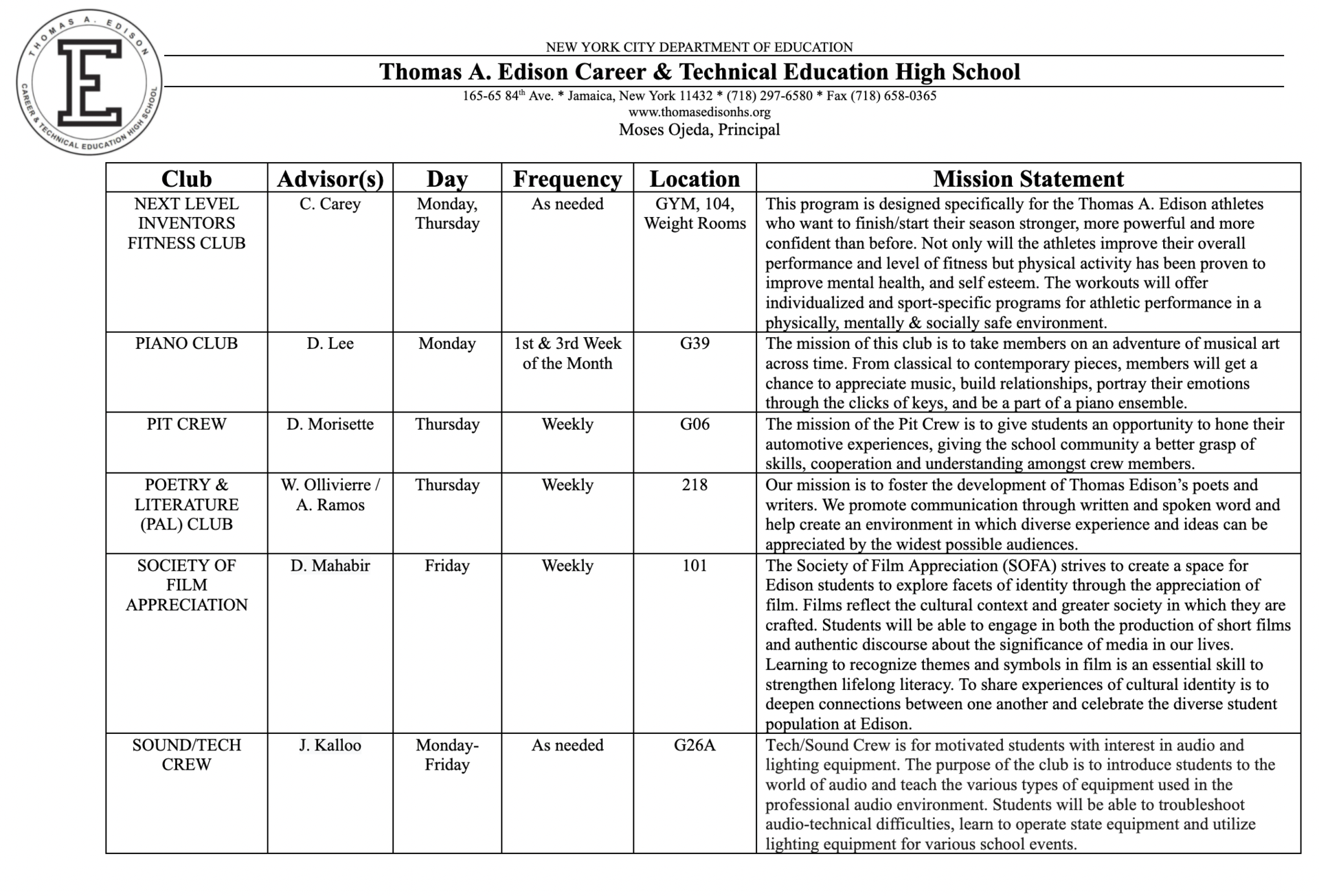 Edison Student Clubs 2022 2023 Clubs Thomas A Edison Career 
