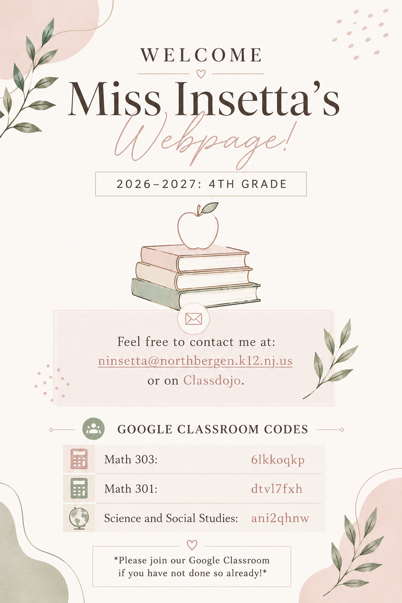 4th Grade Welcome Page