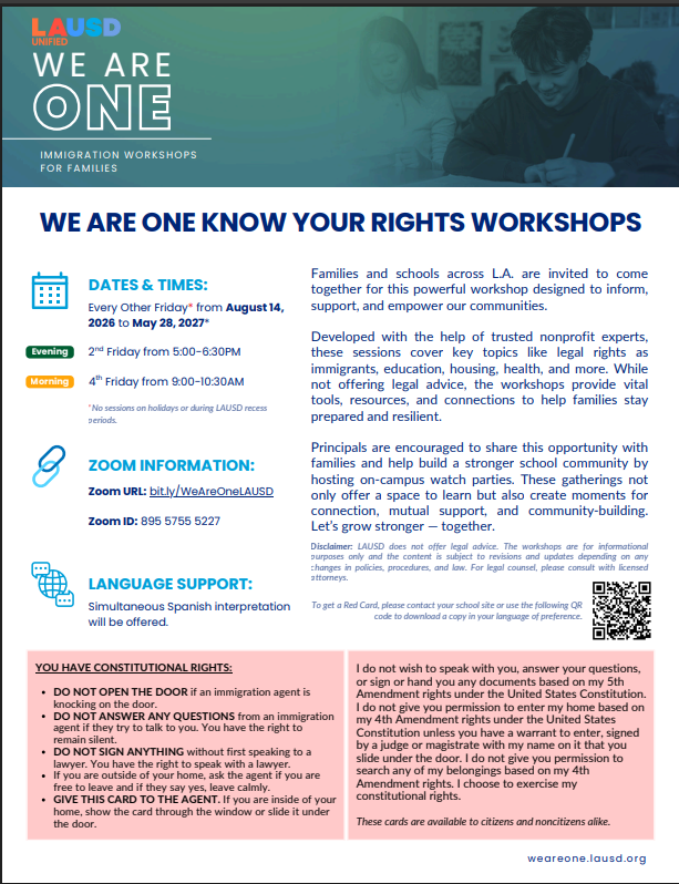 We Are One Know Your Rights Flyer