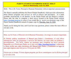 Parent Student Handbook Survey