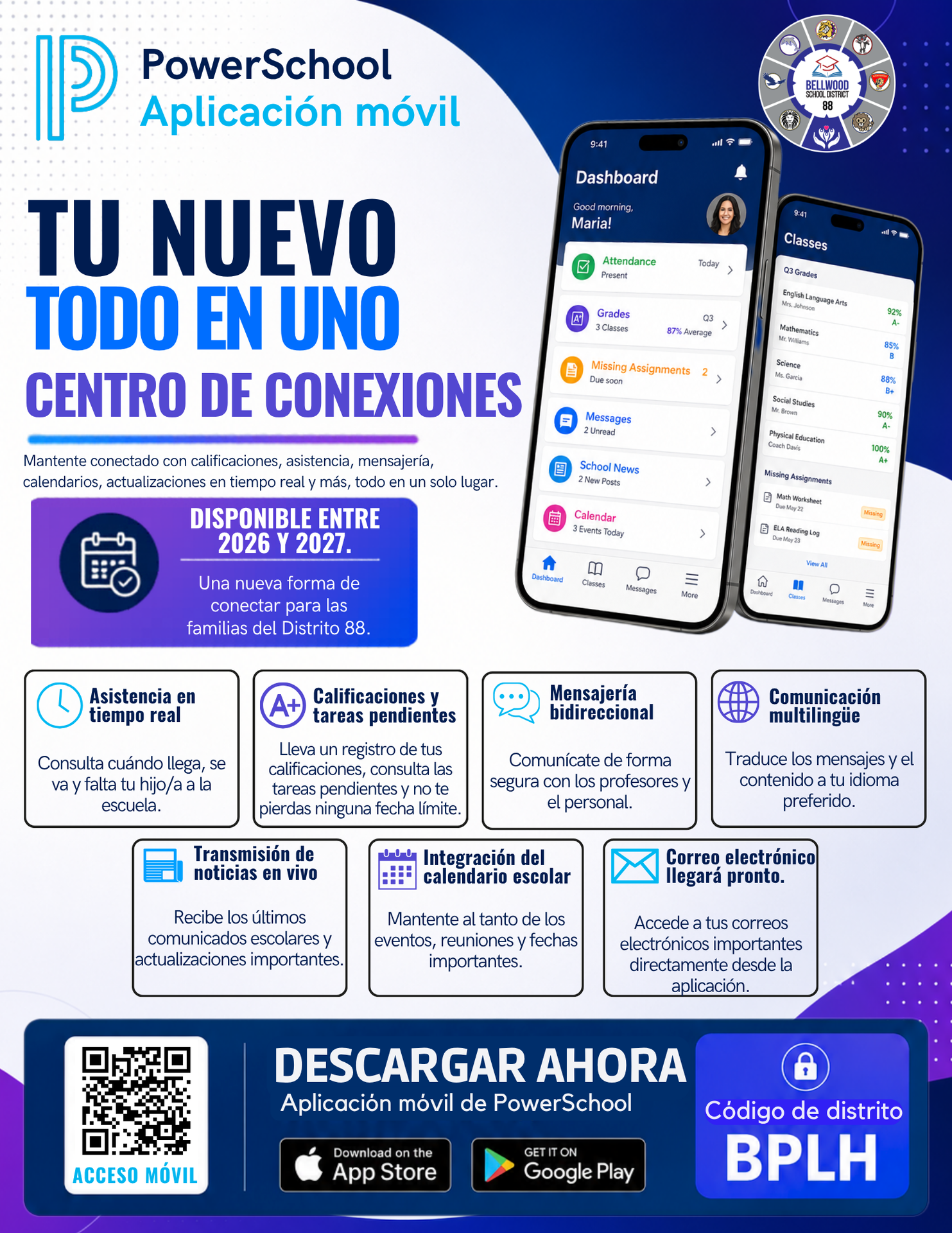 Powerschool Mobile App flyer in Spanish