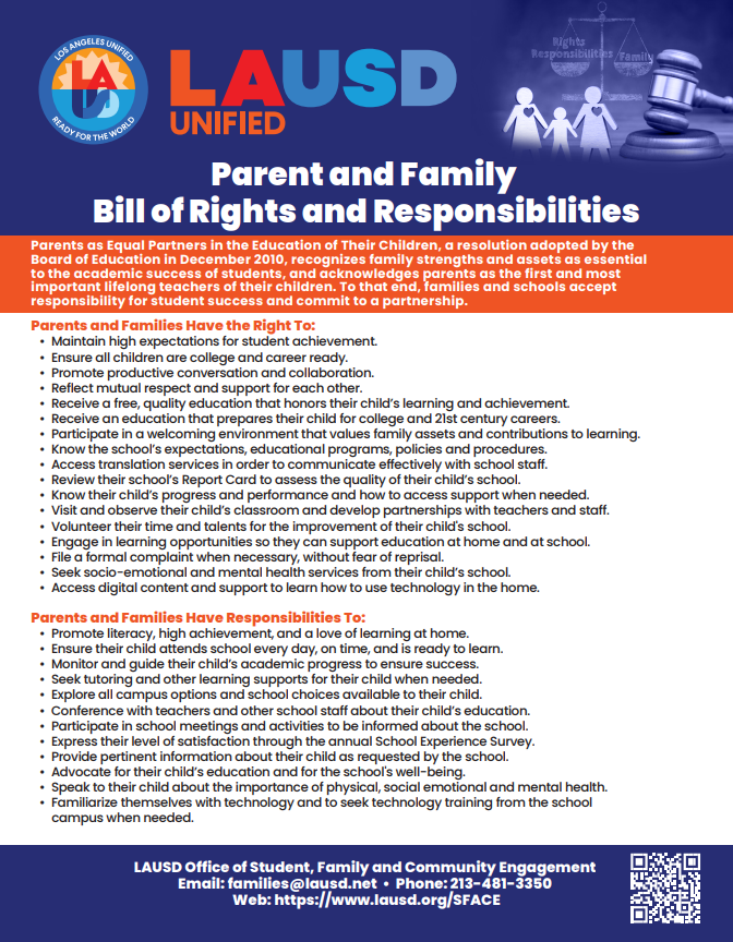 LAUSD Family Bill of Rights – Parents – The Academy of Medical Arts at ...