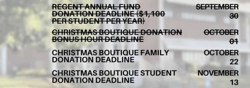 Upcoming Parent & Family Deadlines