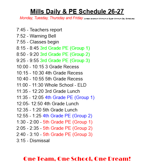 Daily Schedule