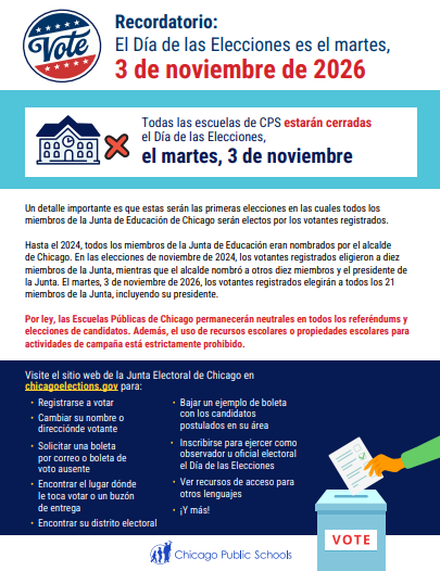 Election Day Tuesday November 3 / Día de las elecciones: martes 3 de noviembre