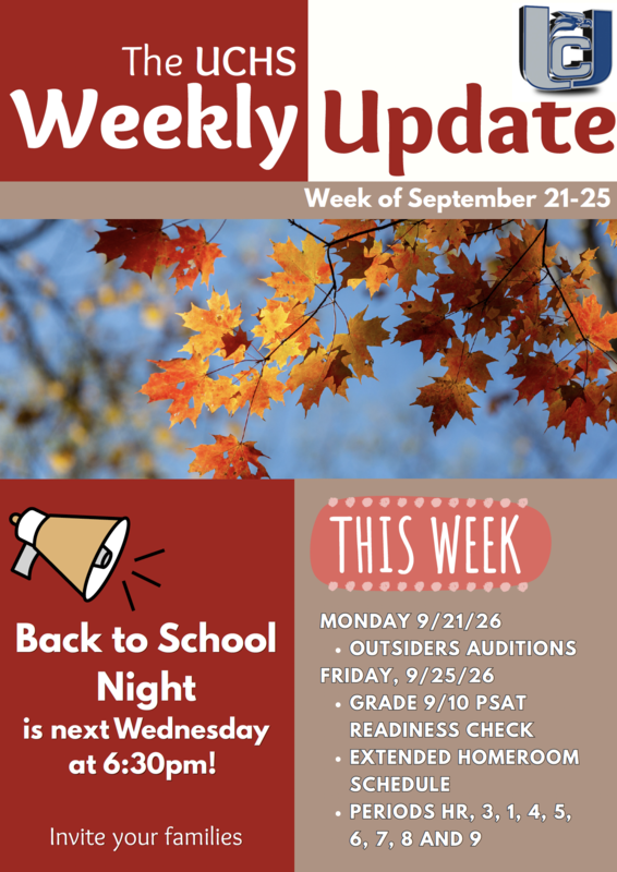 UCHS Weekly Update: September 21-25, 2026