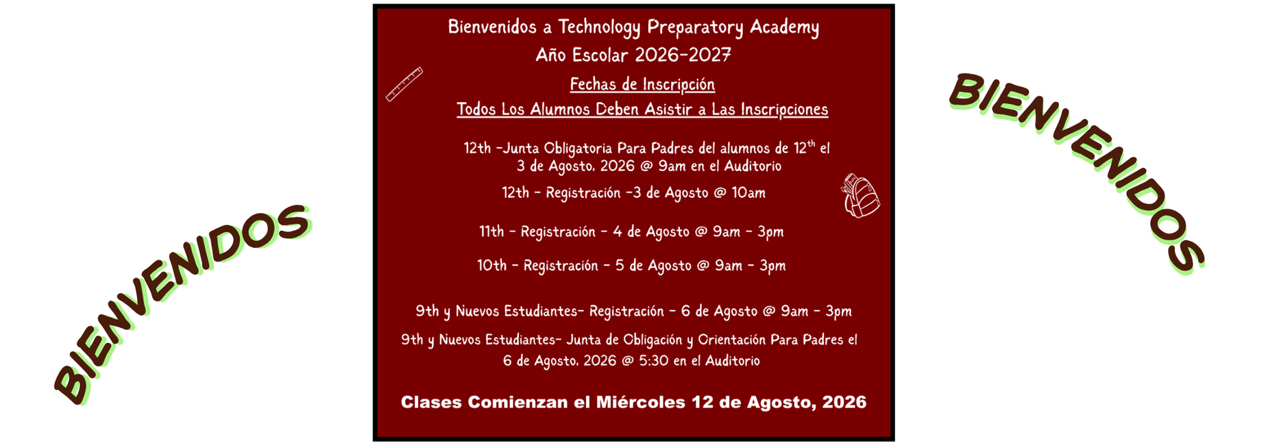 Registraci&oacute;n de Technology Preparatory Academy Para El A&ntilde;o Escolar 2026-2027