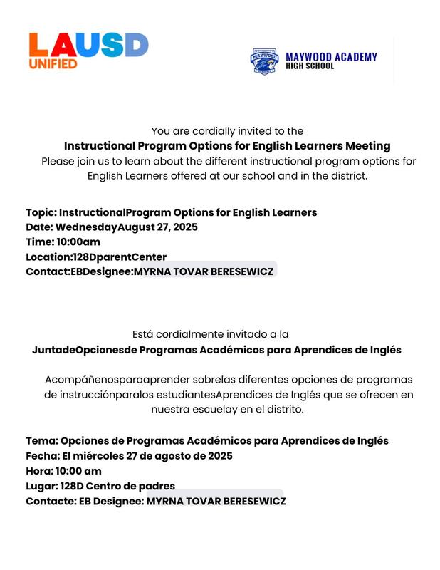Instructional Program Options for English Learners Meeting