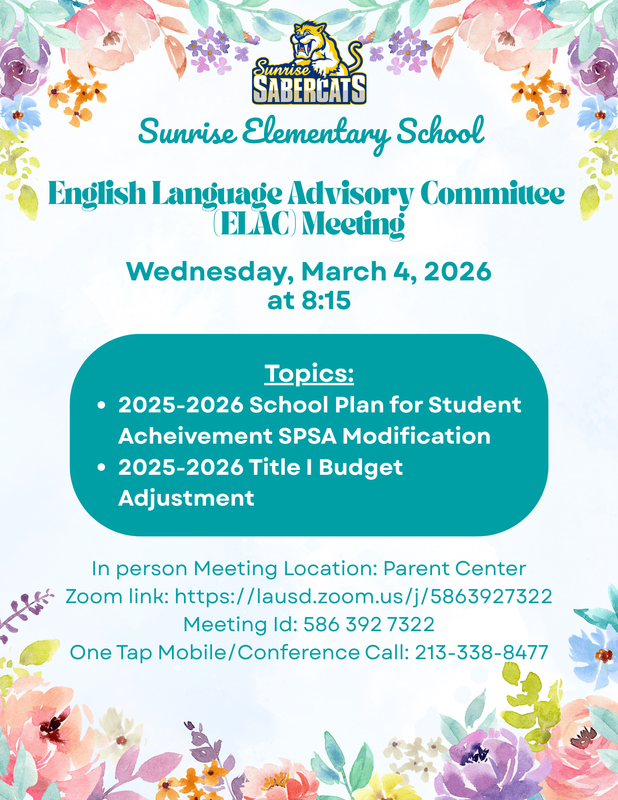 ELAC Meeting 3-4-26