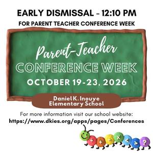 Parent Teacher Conference Oct 19-23, 2026 Early Release 12:10 Image