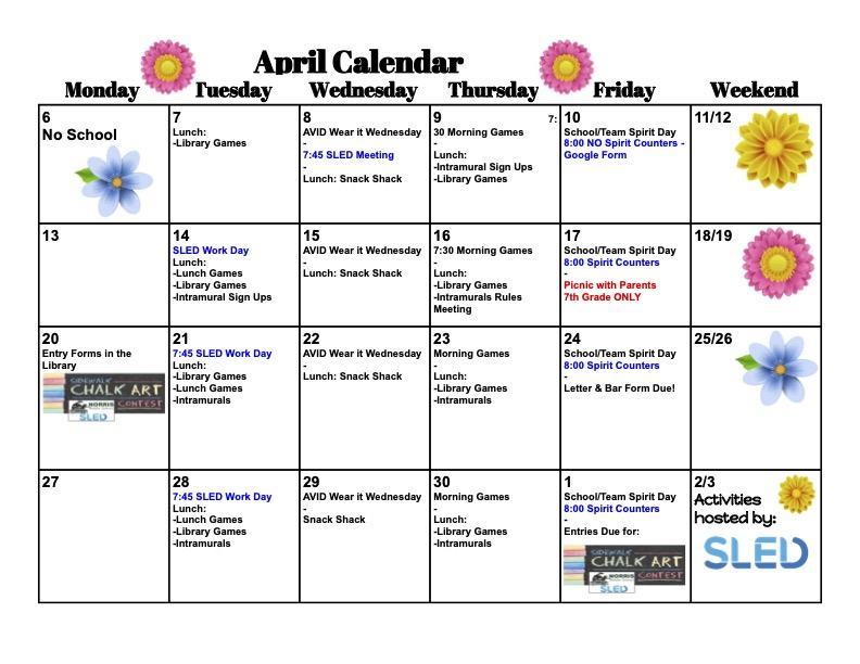 April SLED Calendar
