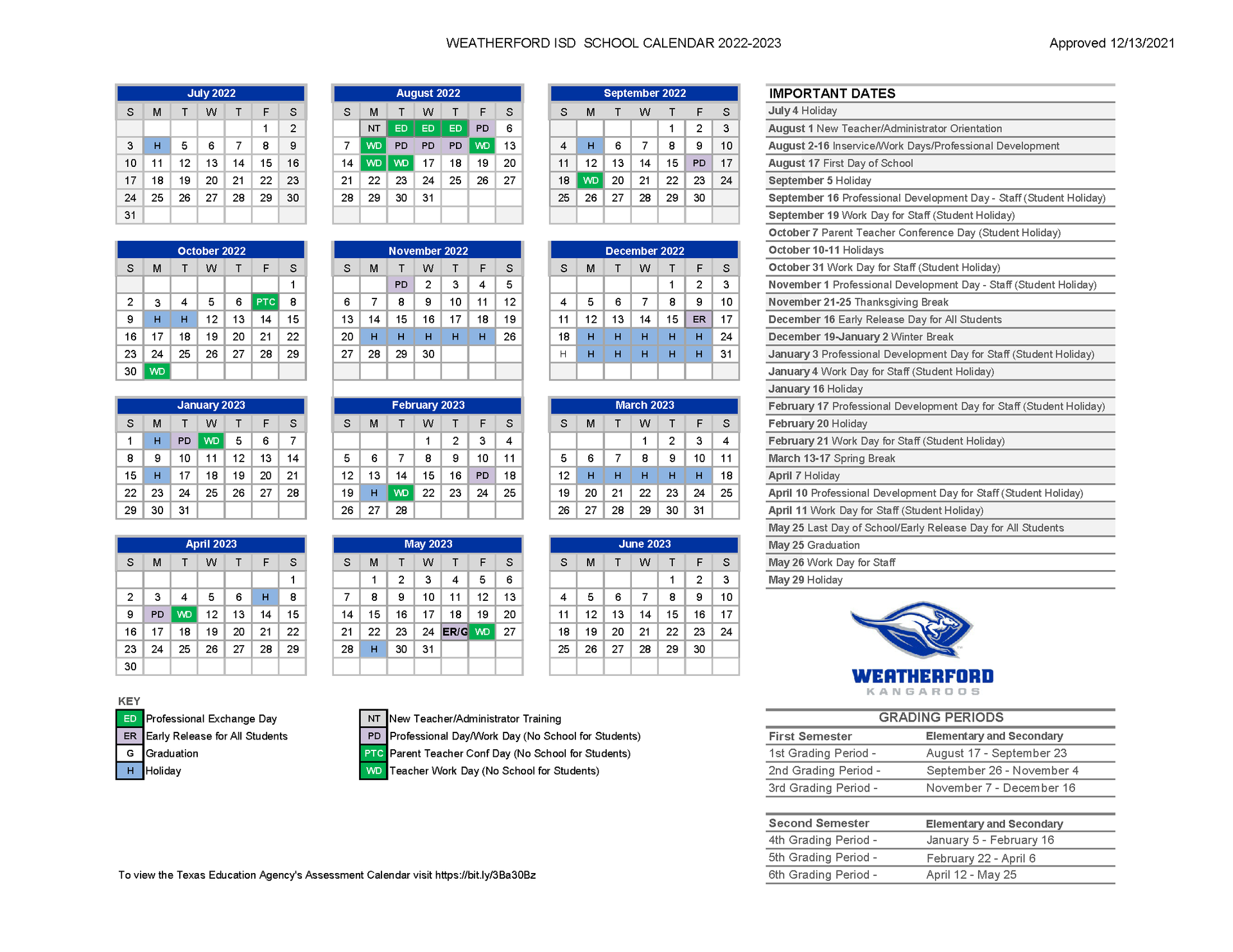 Home Calendars Weatherford Independent School District