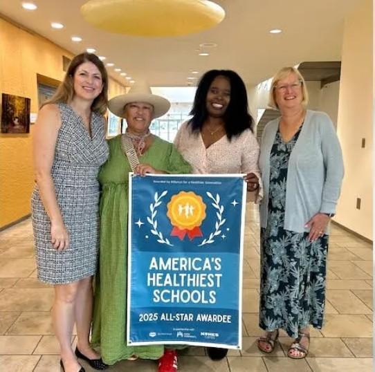 Members of the Palos Verdes Peninsula Unified School District and Palos Verdes Peninsula Council of PTAs collaborate for healthy schools. (Pictured from left to right: Dr. Devin Serrano, Superintendent of Palos Verdes Peninsula Unified School District; Diana Heffernan-Schrader, Chair of Wellness and Family Engagement; Carol Sligh, Third Vice President of Education (assistant), Chair of Sustainability, Wellness and Family Engagement and Linda Kurt, President of the PVPUSD Board of Education). (Courtesy photo)
