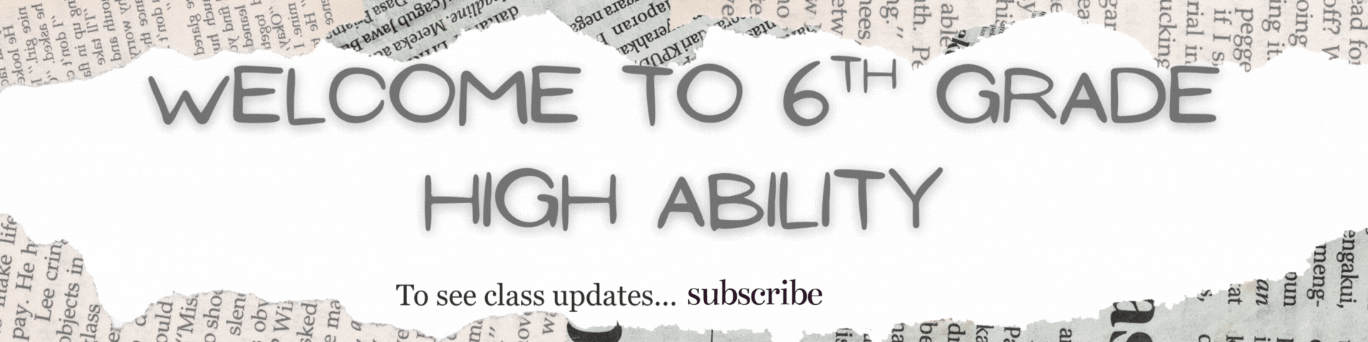Welcome to 6th Grade High Ability