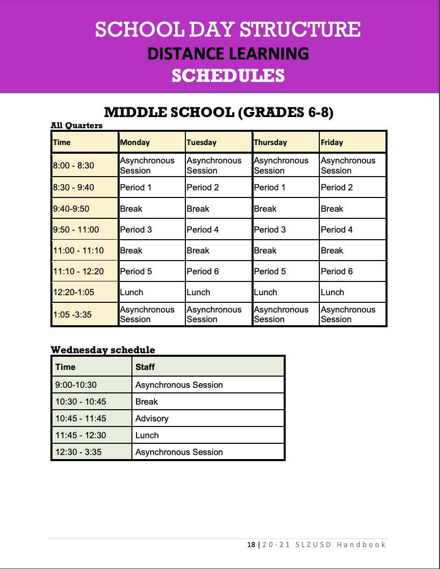 Bell Schedule About Us Edendale Middle School