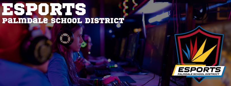 Esports Header a decorative photo of a girl at a gaming computer