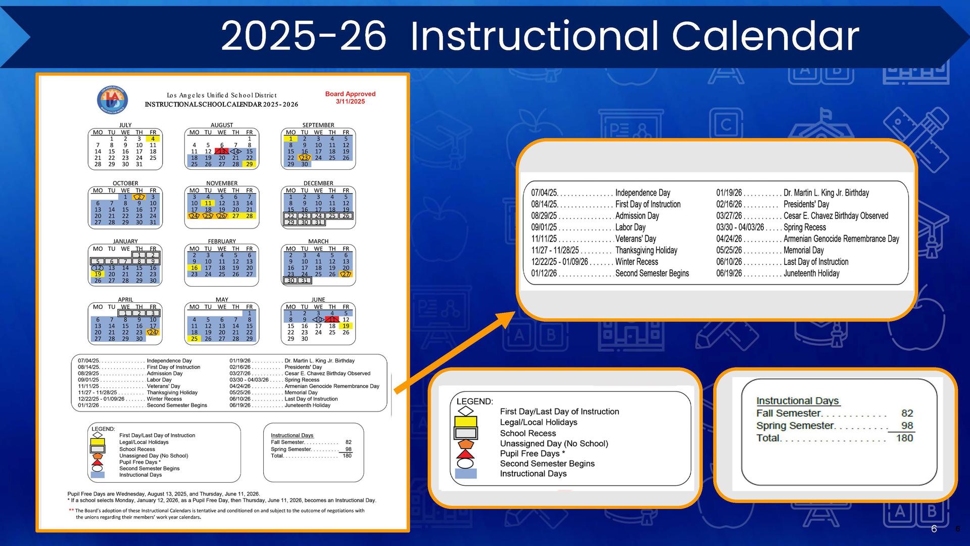 LAUSD 2025-2026 INSTRUCTIONAL SCHOOL CALENDAR