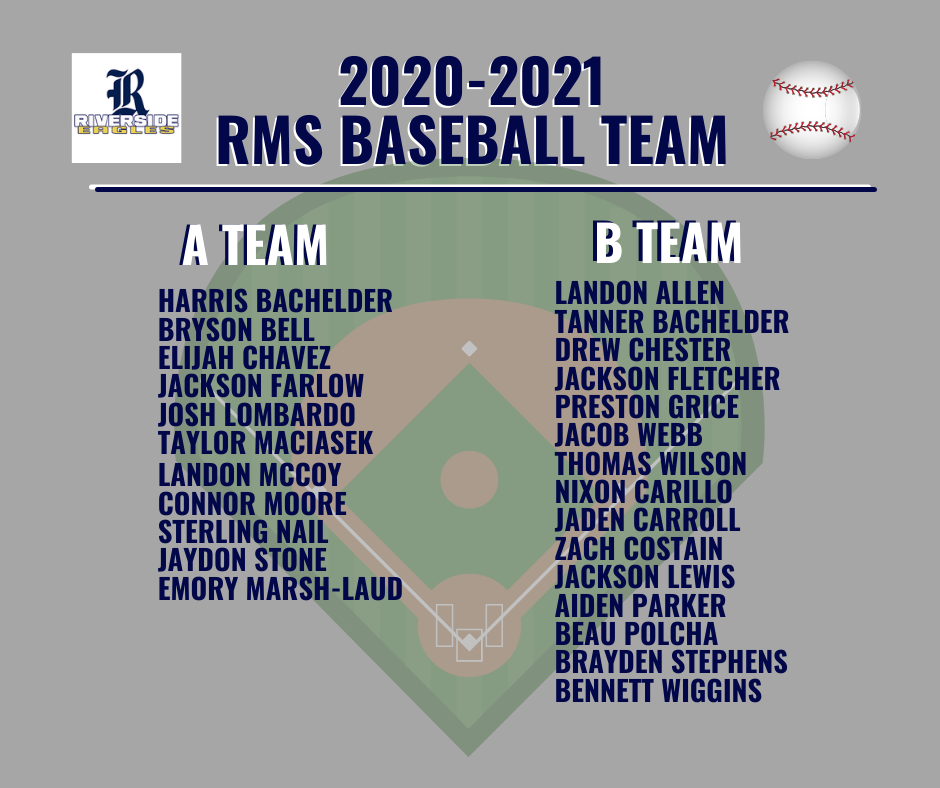 A and B Team Roster Baseball Riverside Middle School