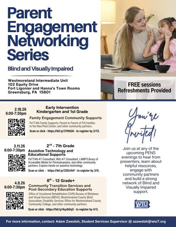 Flyer for Parent Engagement series at Westmoreland Intermediate Unit