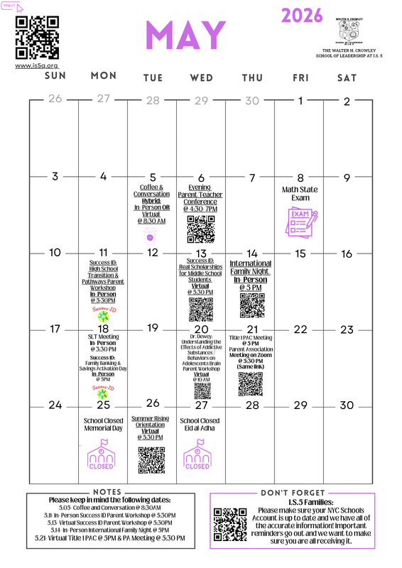 May School Calendar