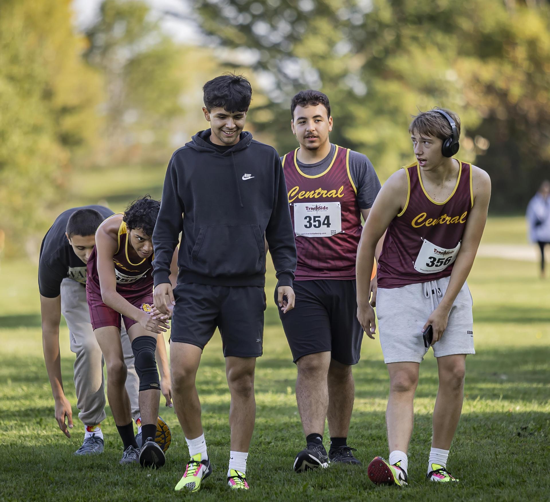 Team members laughing at a meet
