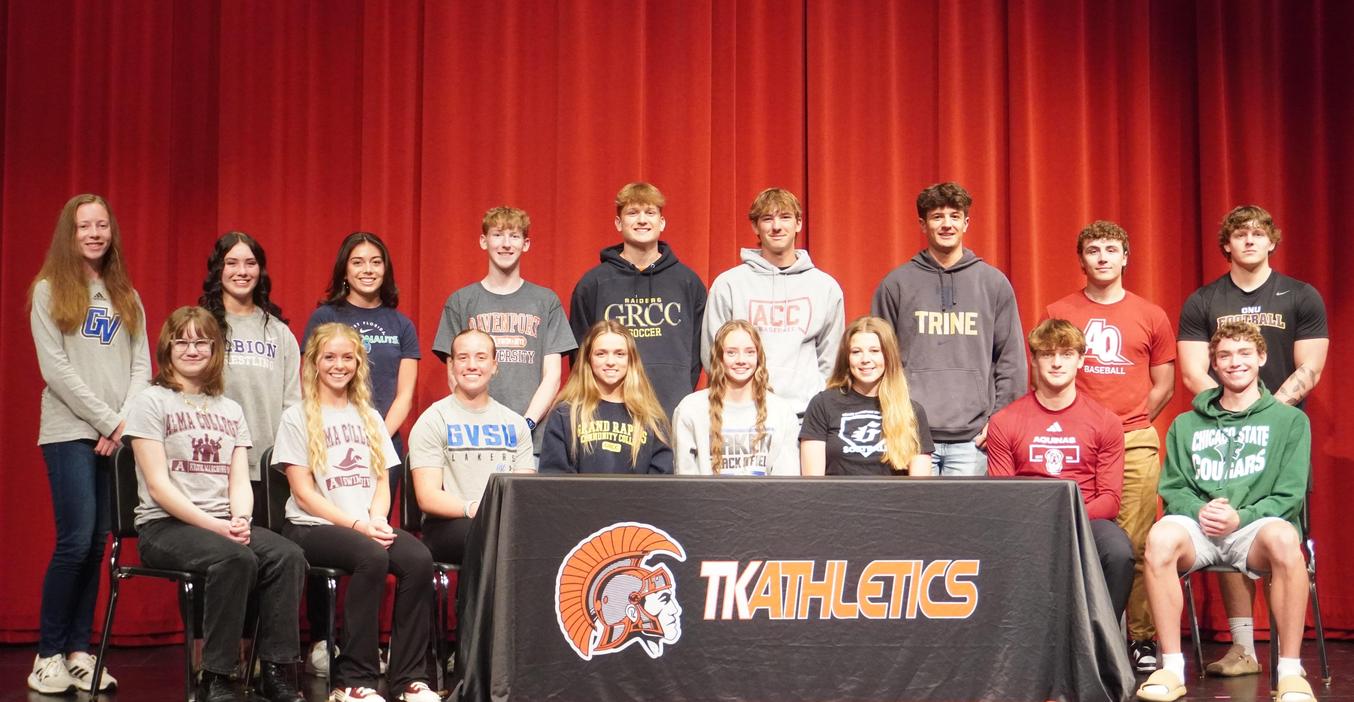 TKHS senior student-athletes officially sign letters with colleges and universities where they will continue playing different sports.