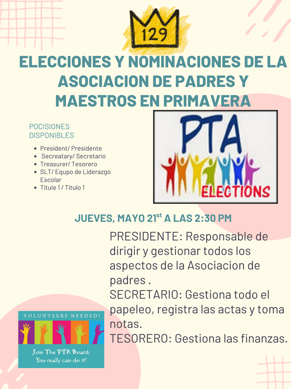 PTA elections flyer spanish