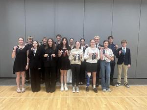 Group of oral interp students with ribbons