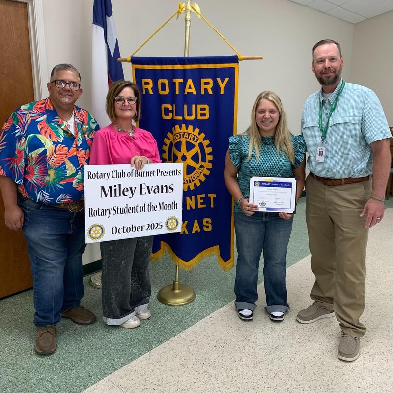Miley Evans is the October Rotary Student of the Month!