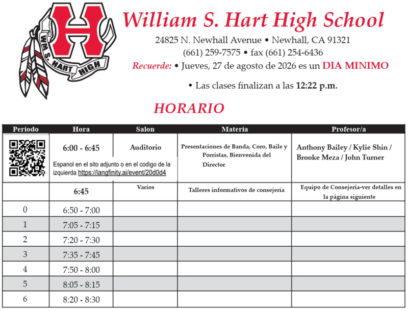 La Noche de Regreso a Clases Horario