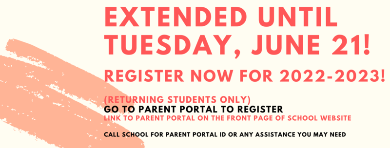 Current Students Register by JUNE 21 for 2022-2023! Featured Photo