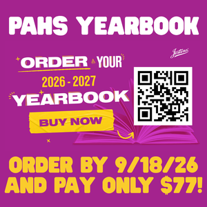 Purple Background with QR code and text stating special discount yearbook price of $77 if ordered before September 18