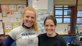 Ms. Carr and Ms. Feldman ready to run with the running club