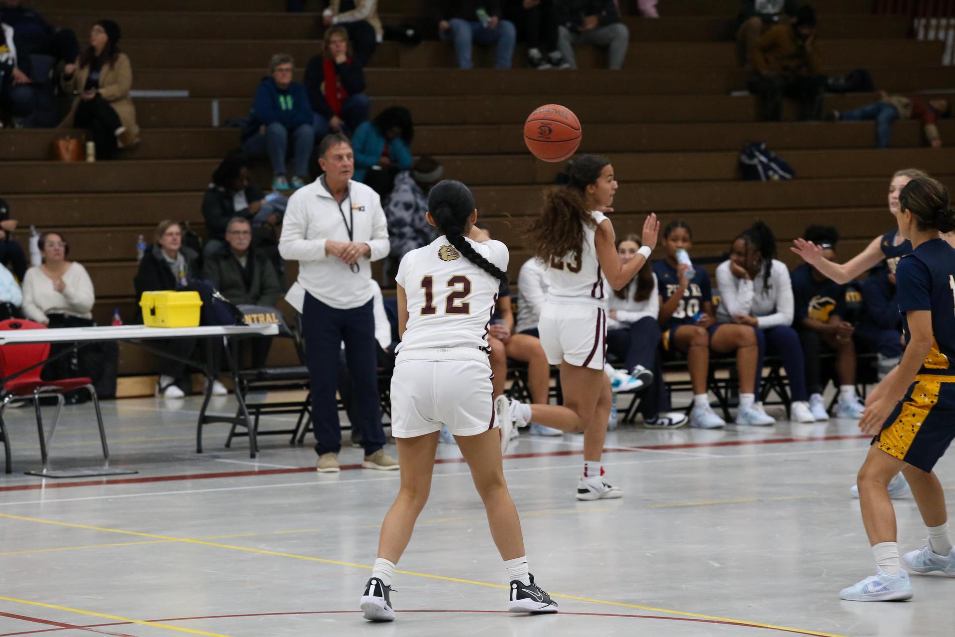 #12 getting ready to shoot the ball in the hoop