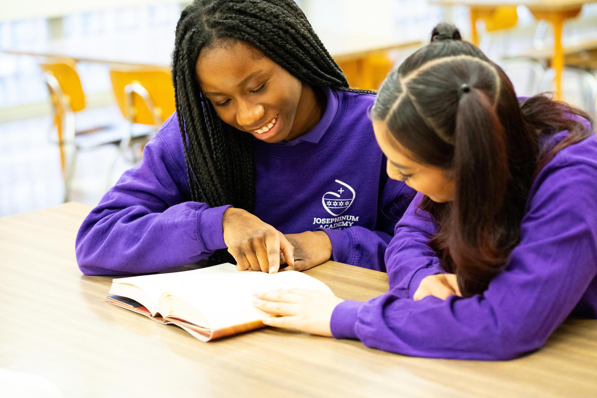 students reading