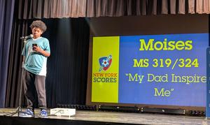 MS319 student reading poetry