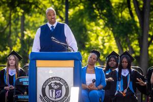 Co-principal Mr. Grinage speaks