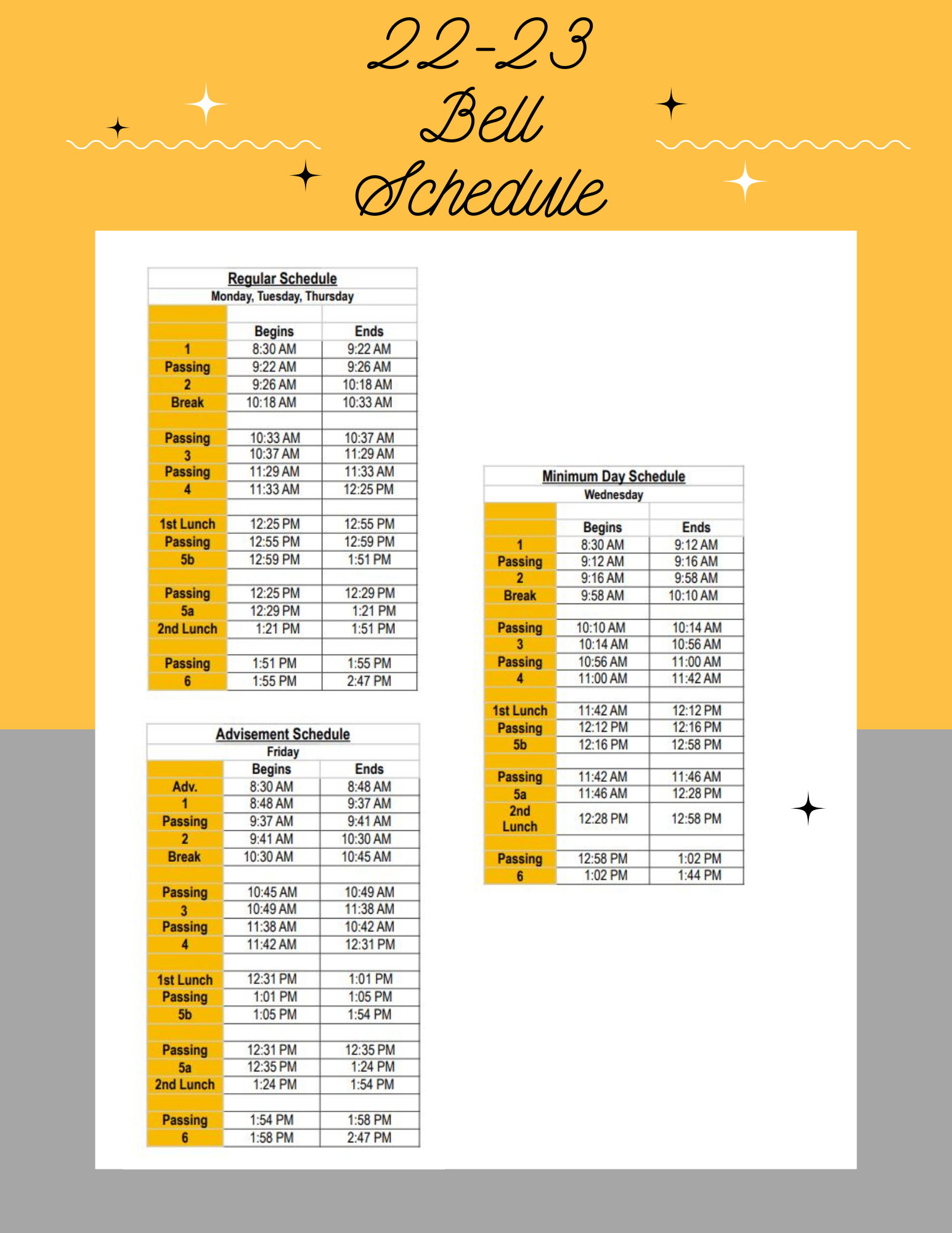 Bell Schedule Bell Schedule Canyon Lake Middle School