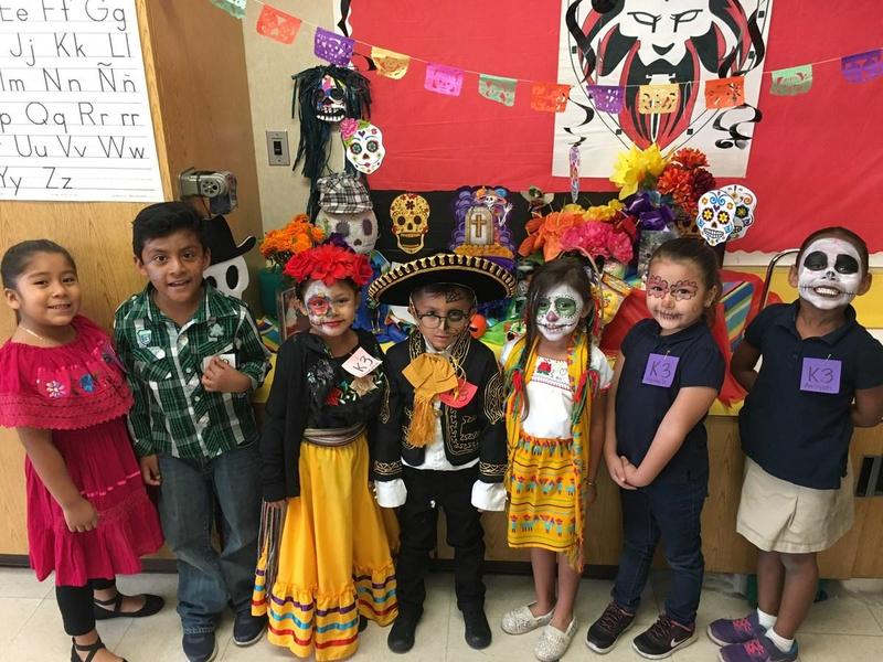 Geddes Dual Language students celebrate Dia de los Muertos.