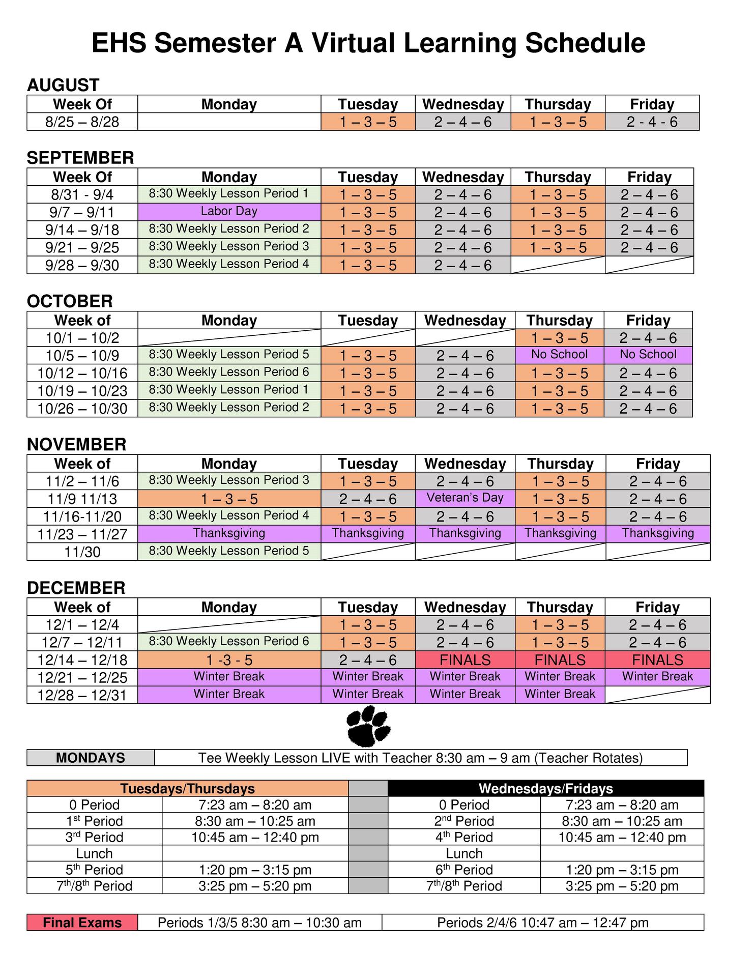 weekly schedule