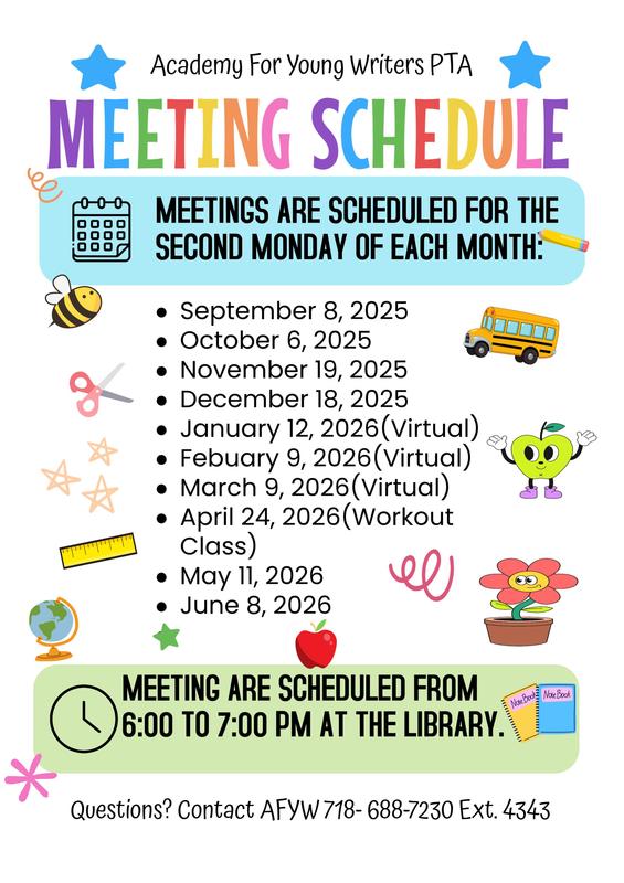 AFYW PTA MEETING SCHEDULE