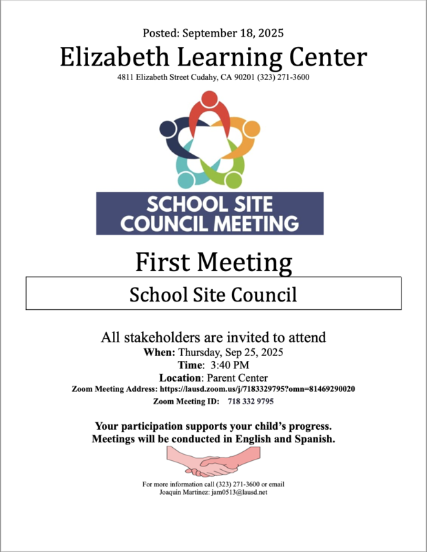 School Site Council 1st Meeting
