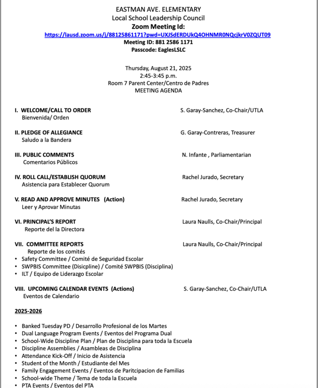 Local School Leadership Council Meeting