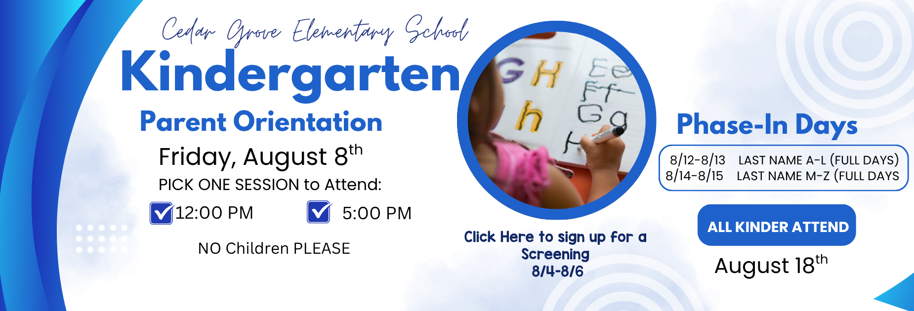 Kinder Back to School information