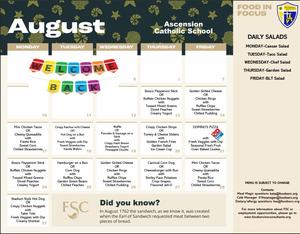 August Lunch Menu