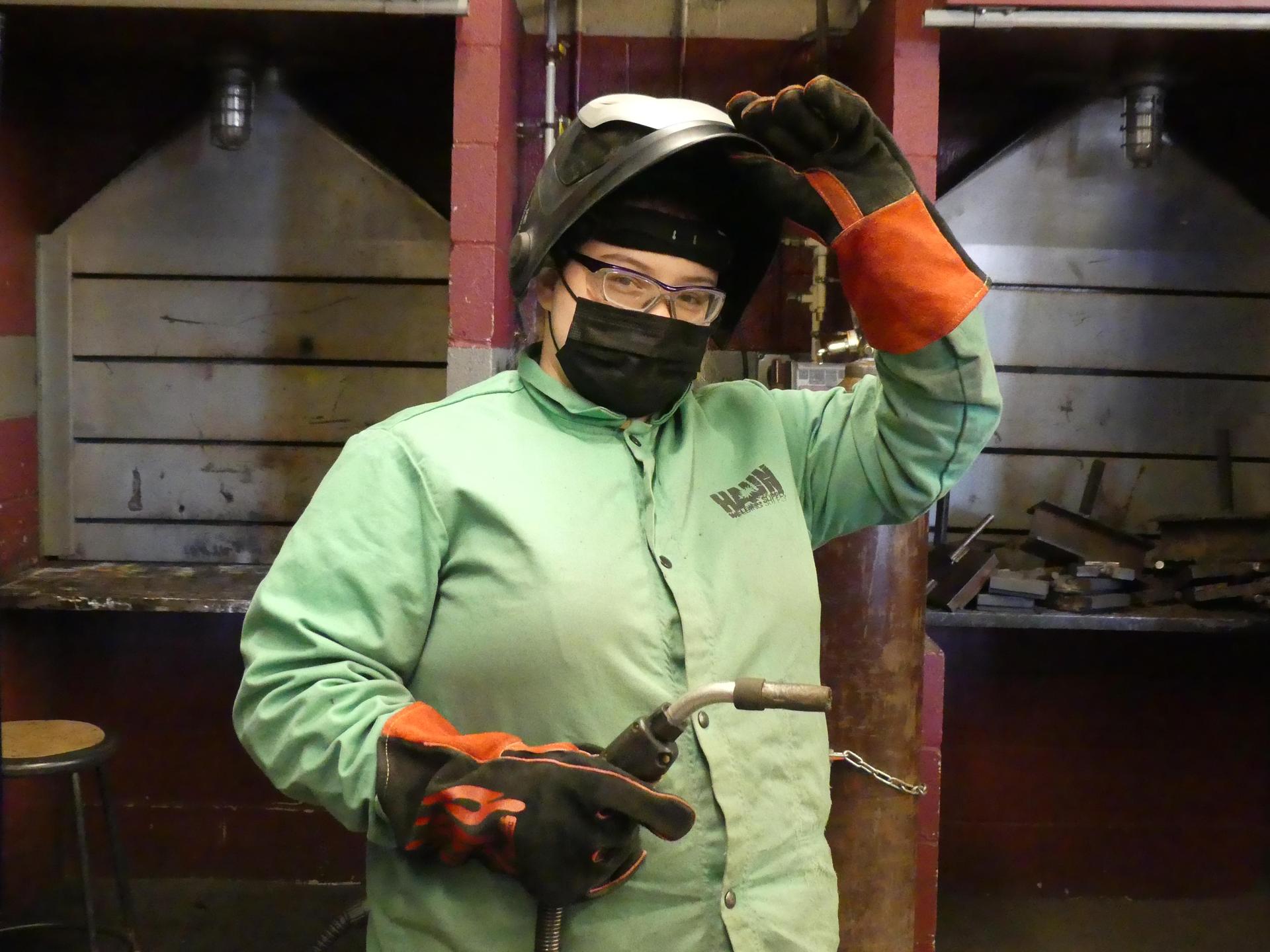 Montana Bryant in welding class