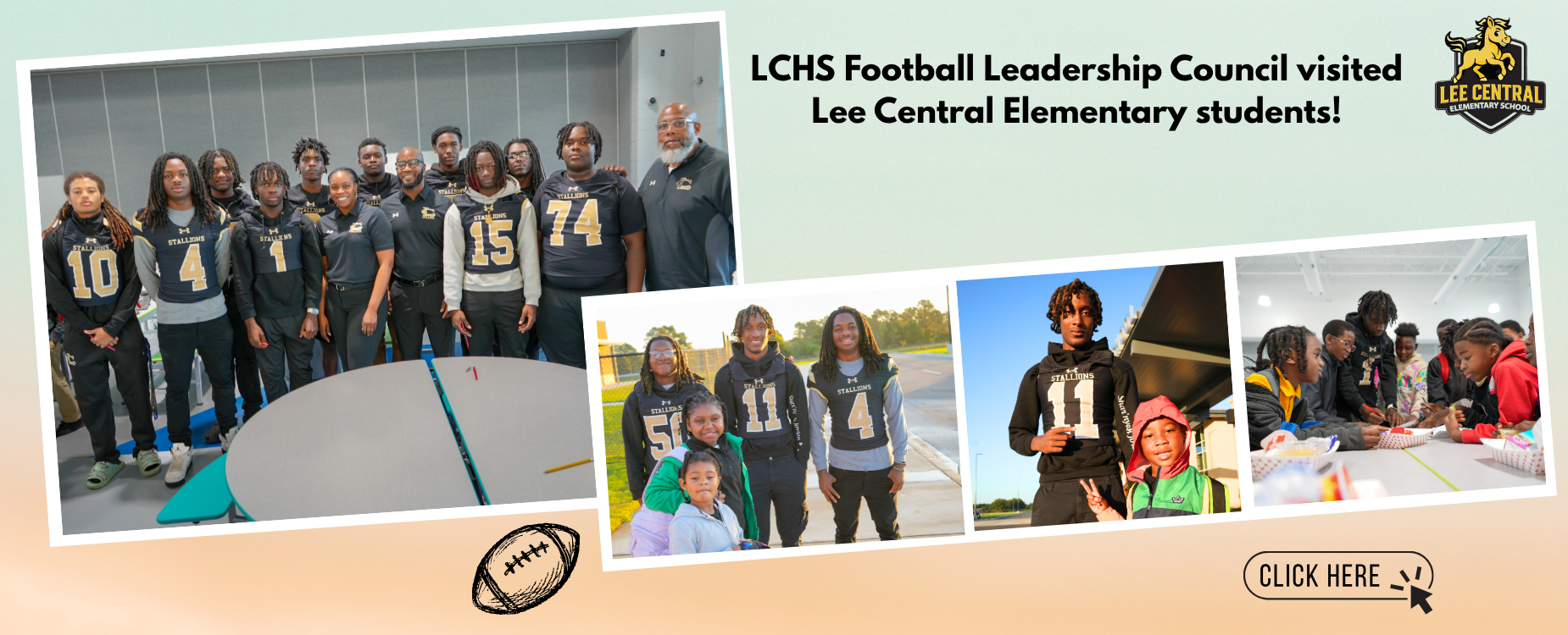 LCHS football Leadership Council visited Lee Central Elementary students!