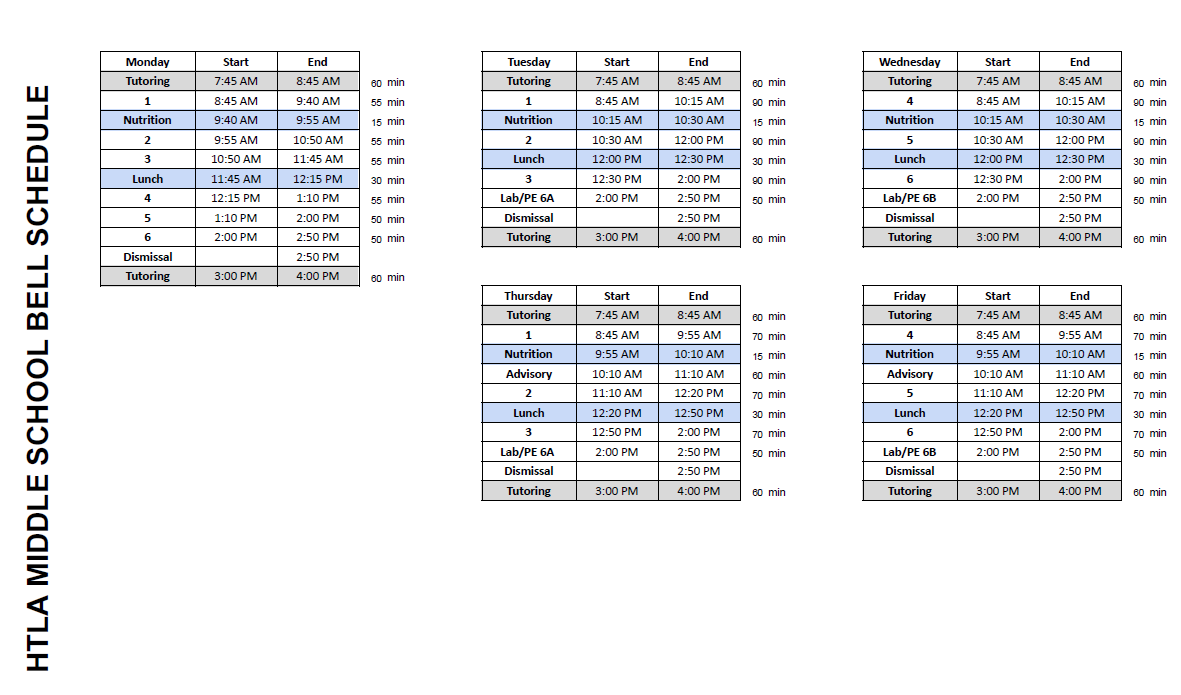 2026-2027 Bell Schedule