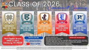 EHS Graduation is May 31, 2026 at 9am